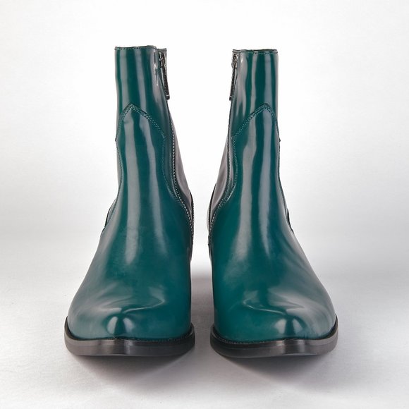 Calvin Klein Jeans Bottle Green "Alden" Box Calf Men's Western Zip Boots NEW! - Picture 3 of 14